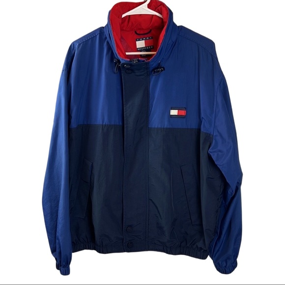 Vintage 1990s Tommy Hilfiger Jacket Windbreaker with spell out HILFIGER sleeve - Picture 3 of 14